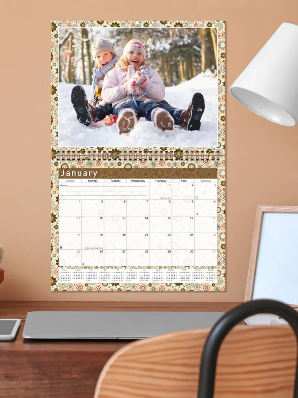 Personalized Custom 2027 Wall Calendar Spiral-bound - 12 Months. 11 x 8in. #010